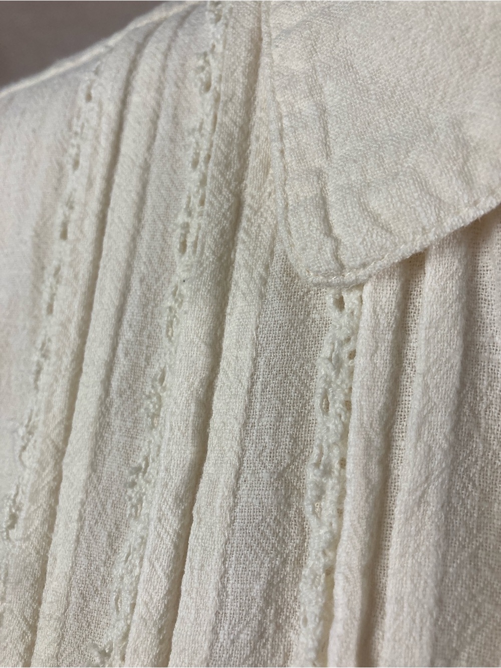 Cream Button-Front Tiered Midi Dress with Embroidered Pockets - Picture 8 of 9
